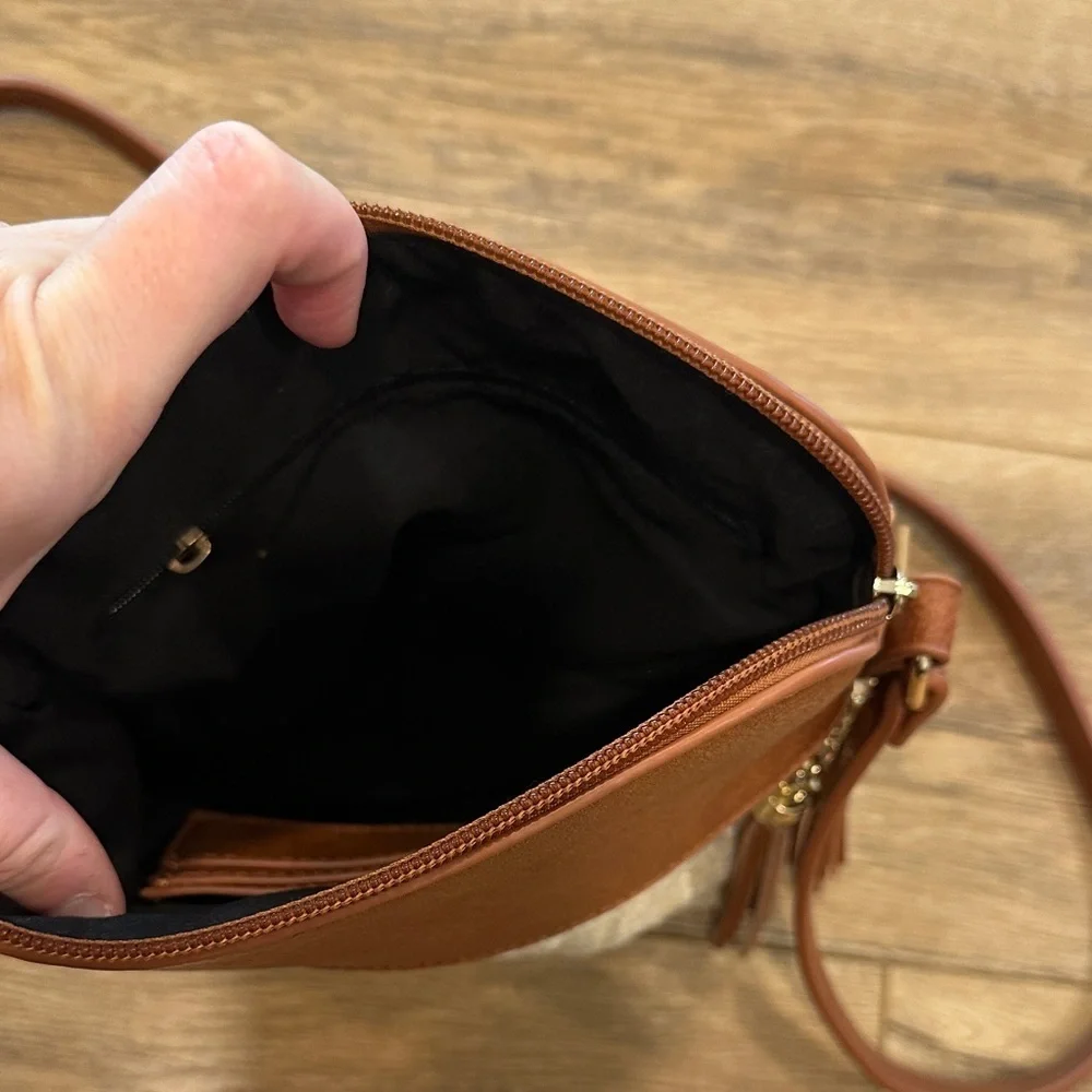Brown and Tan Women's Crossbody Bag - Picture 8 of 8